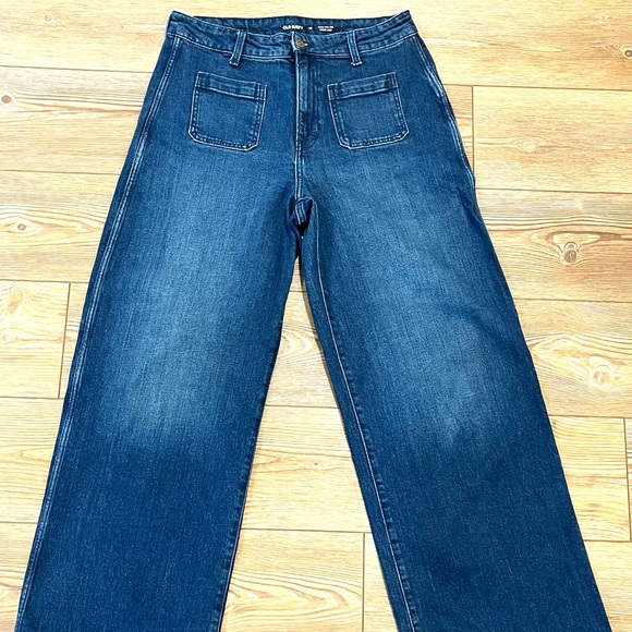 Old Navy Pants - Old Navy Extra High-Rise Wide Leg Jeans Women's 10 Dark Washed Denim 31x31